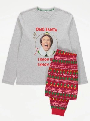Matching Family Buddy The Elf Grey Christmas Pyjamas Men at ASDA