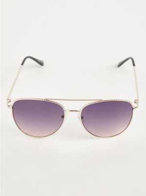 Gold Aviator Sunglasses Women at ASDA