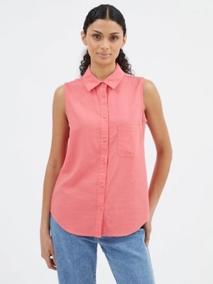 Pink Sleeveless Linen Blend Shirt Women at ASDA