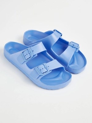 Blue Double Buckle Sliders Women at ASDA
