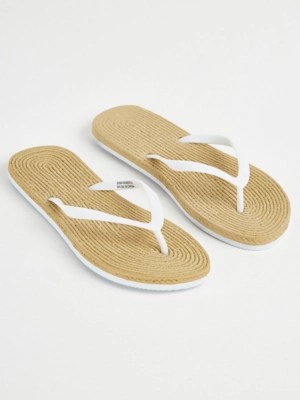 White Raffia Flip Flops Women at ASDA