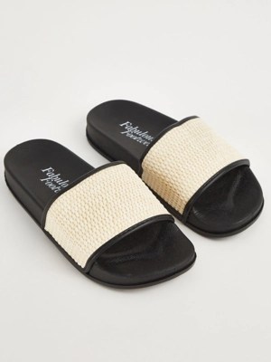 Neutral Raffia Sliders Women at ASDA