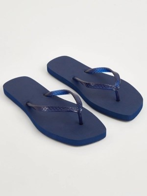 Navy Square Toe Flip Flops Women at ASDA