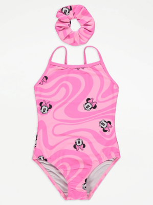 Disney Minnie Mouse Bright Pink Swimsuit and Scrunchie Set Kids