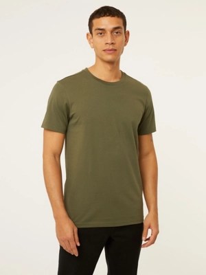Khaki Slim Fit Plain TShirt Men at ASDA