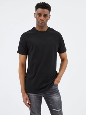 Black Plain Longline TShirt Men at ASDA