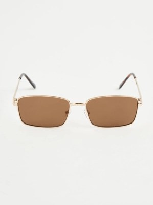 Brown Rectangle Metal Sunglasses Men at ASDA