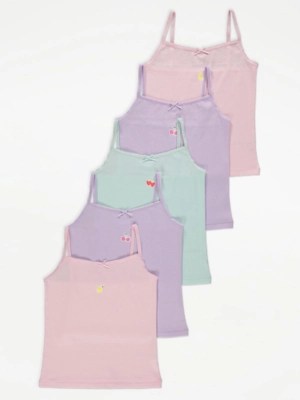 Fruit Print Cami Vests 5 Pack Kids at ASDA