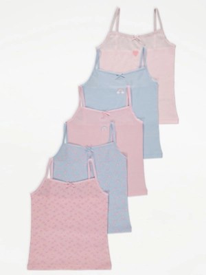 Rainbow Cami Vests 5 Pack Kids at ASDA