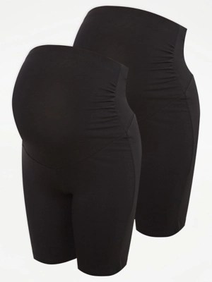Maternity Black Cycling Shorts 2 Pack Women at ASDA