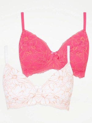 Post Surgery Non Padded Lace Bras 2 Pack Women at ASDA