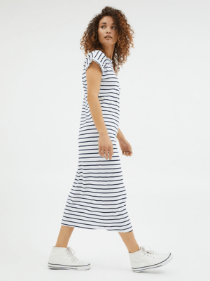White Stripe Midi TShirt Dress Women at ASDA