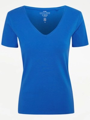 Blue Basic V Neck Top Women at ASDA