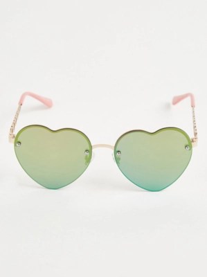 Pink Metal Heart Sunglasses Kids at ASDA