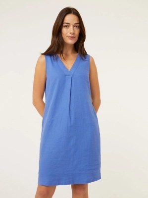 Blue Linen Blend Shift Dress Women at ASDA