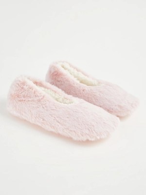 Pink Faux Fur Slippers Lingerie at ASDA