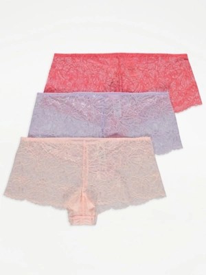 Lace Short Knickers 3 Pack Women at ASDA