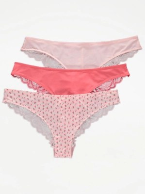 Pink Brazilian Knickers 3 Pack Sale & Offers at ASDA