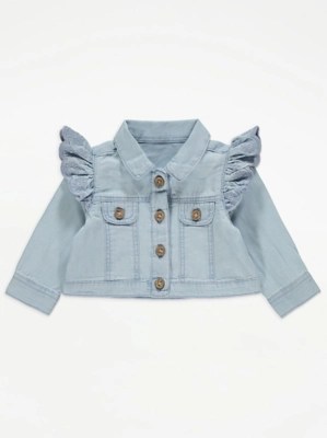 Light Blue Denim Embroidery Trim Jacket Baby at ASDA