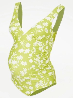 Maternity Green Floral Print Swimsuit Women at ASDA