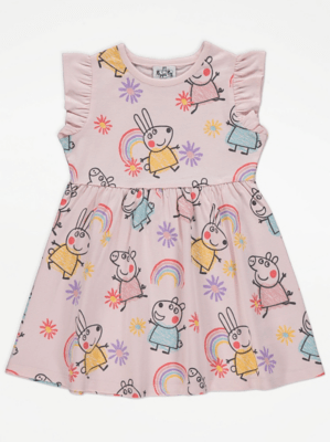 Peppa Pig Character Print Pink Dress Kids at ASDA