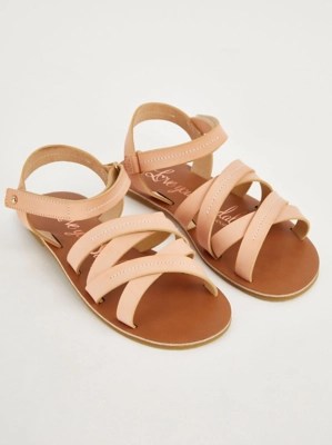 Light Pink Matte Strappy Sandals Kids at ASDA