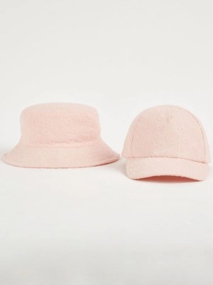 Pink Embroidery Bucket Hat and Cap Set Kids at ASDA