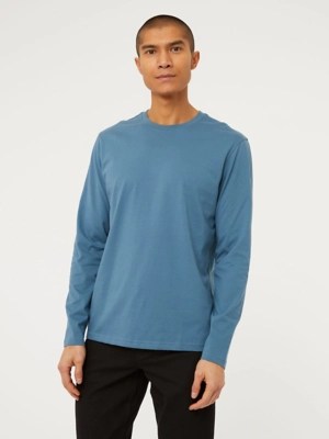 Blue Plain Long Sleeve Top Men at ASDA