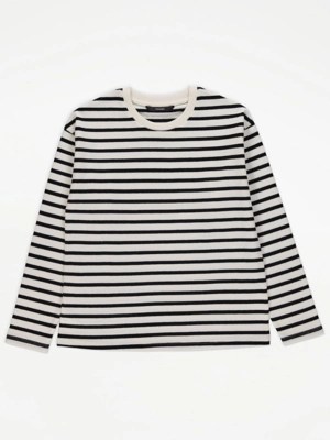 Black Stripe Long Sleeve Top Kids at ASDA