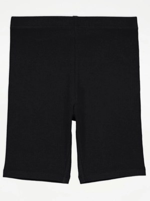 Black Ribbed Cycling Shorts Kids at ASDA