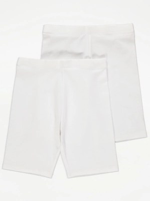 White Cycling Shorts 2 Pack Kids at ASDA