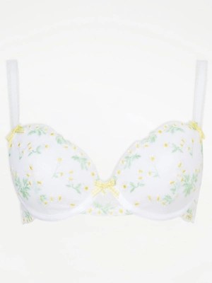 Entice White Daisy Embroidered TShirt Bra Women at ASDA