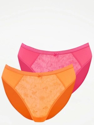 Ditsy Floral Embroidered High Leg Knickers 2 Pack Sale & Offers