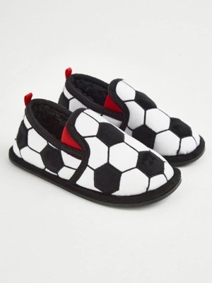 Football Fleece Full Back Slippers Kids at ASDA
