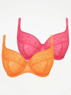 Ditsy Floral Embroidered Non Padded Bras 2 Pack Women at ASDA