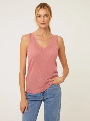 Pink Linen Vest Top Women at ASDA