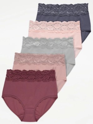 Lace Trim Full Brief Knickers 5 Pack Sale & Offers at ASDA