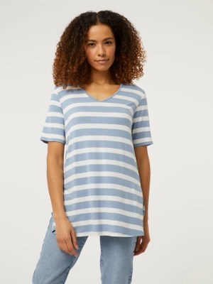 Blue Striped VNeck Longline TShirt Women at ASDA