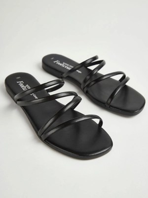 Wide Fit Black Strappy Sandals Women at ASDA