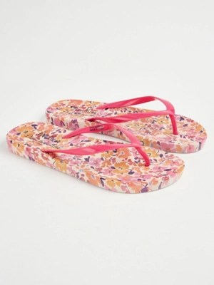 Pink Floral Moulded Flip Flops Women at ASDA