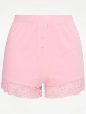 Pink Lace Trim Pyjama Shorts Women at ASDA