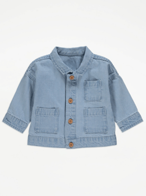Blue Button Up Denim Jacket Baby at ASDA