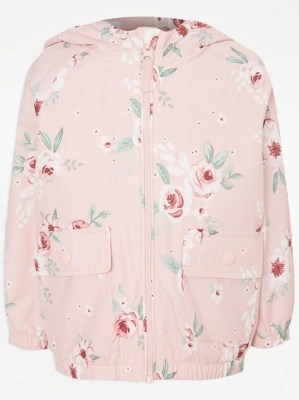 Pink Rose Print Shower Resistant Mac Kids at ASDA