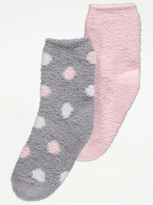 Spot Cosy Fluffy Socks 2 Pack Kids at ASDA