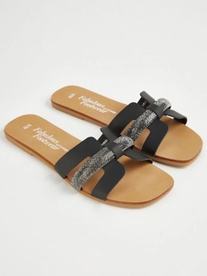Black Embellished Sandals Women at ASDA