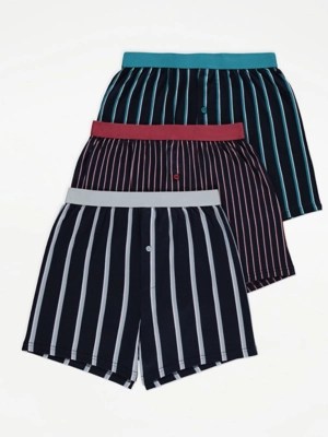 Striped Jersey Boxers 3 Pack Men at ASDA