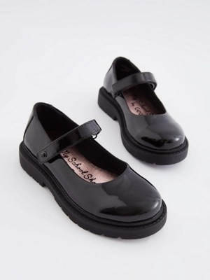 Wide Fit Black Patent Mary Jane School Shoes School at ASDA