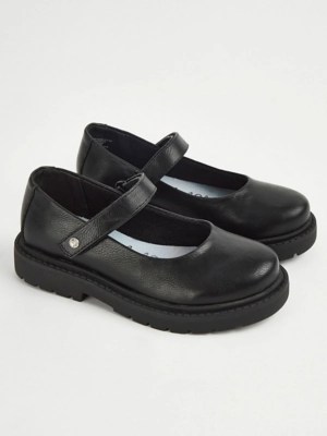 Black Matte Mary Jane School Shoes School at ASDA