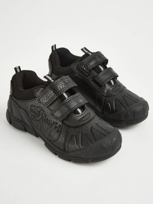 Wide Fit Black Two Strap Dinosaur Trainers School at ASDA