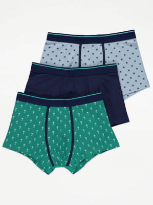 Palm Tree Hipster Boxer Shorts 3 Pack Men at ASDA